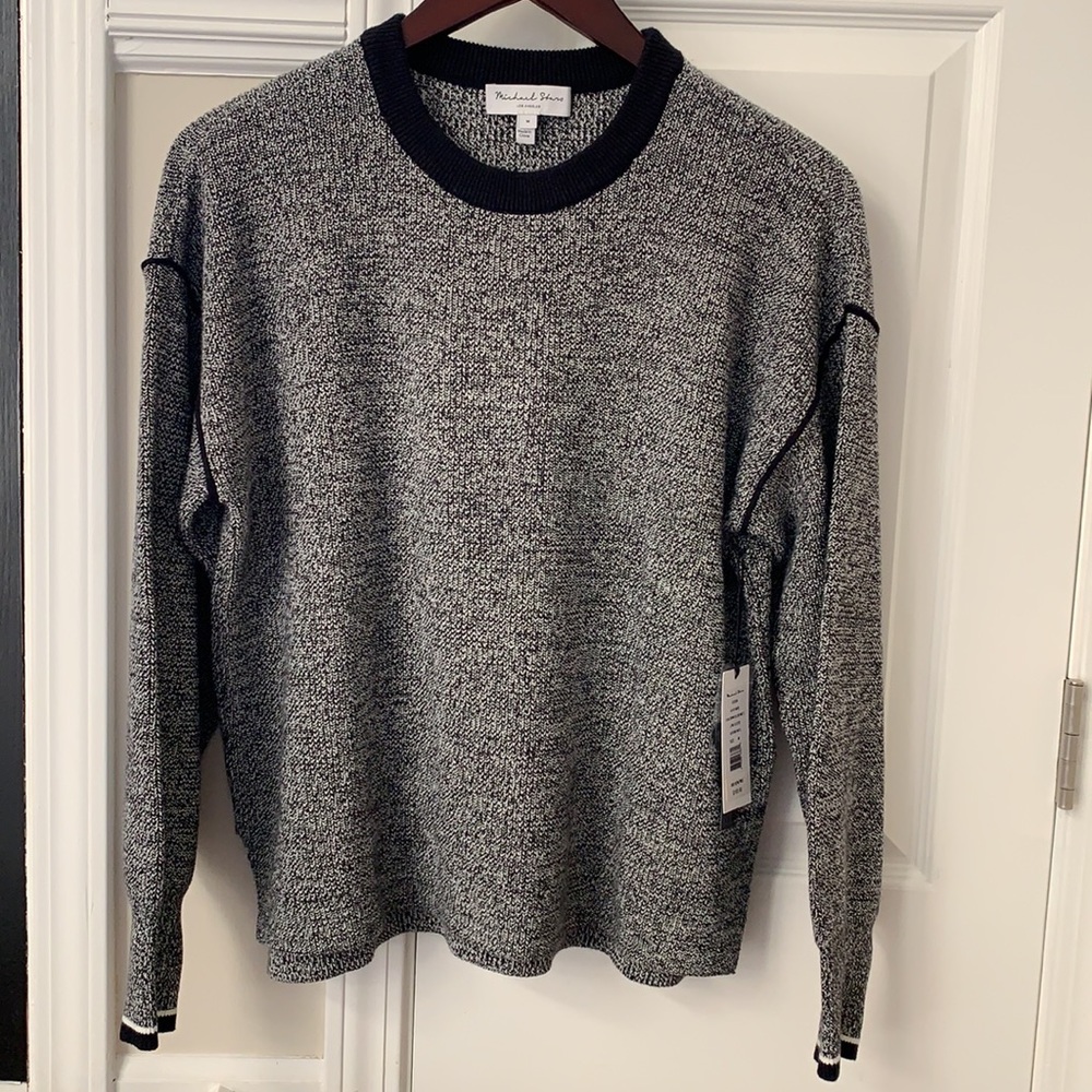 New Michael Stars pullover black & white heathered sweater - size M